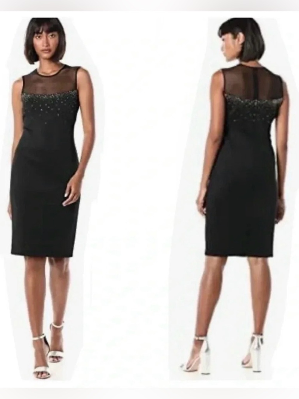 Calvin Klein Sleeveless Sheath with Illusion Neckline Sleeveless Dress Size 6